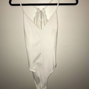 White lace back body suit
